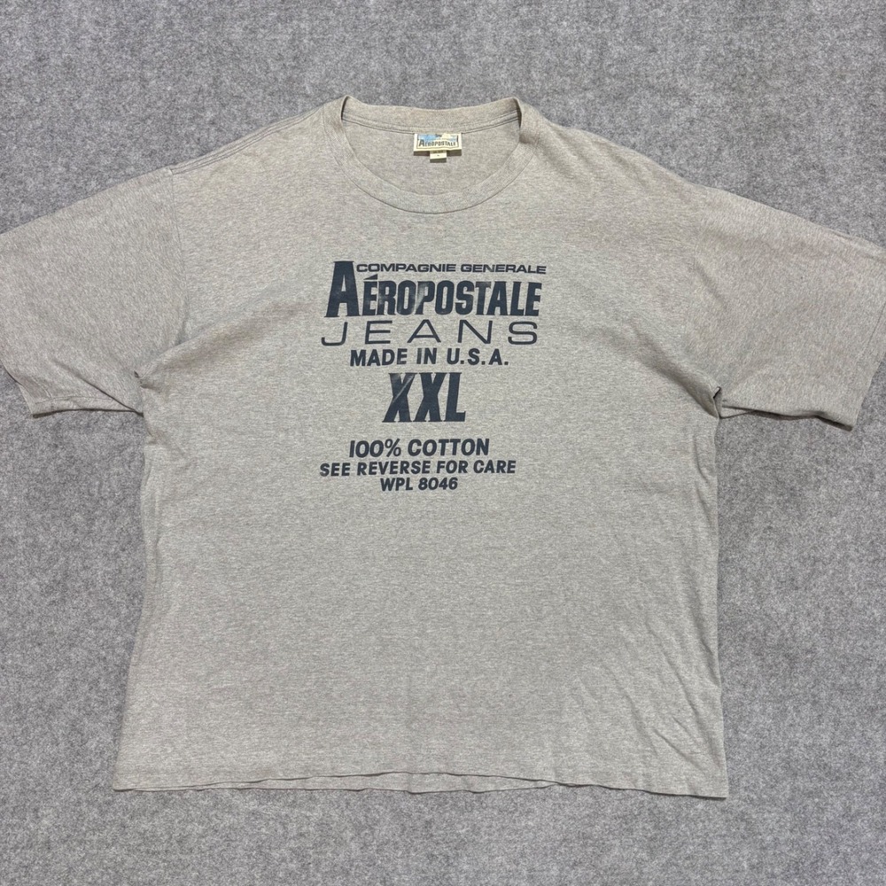 Vintage Aeropostale Jeans‎ T-Shirt Gray Made in USA Single Stitch Mens Large